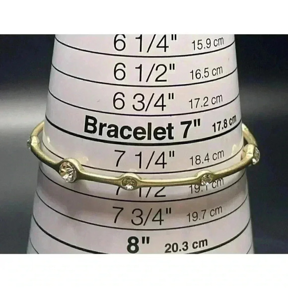 Lia Sophia Gold Tone with Round Inlayed Rhinestone Bangle Bracelet Stackable - Picture 2 of 11